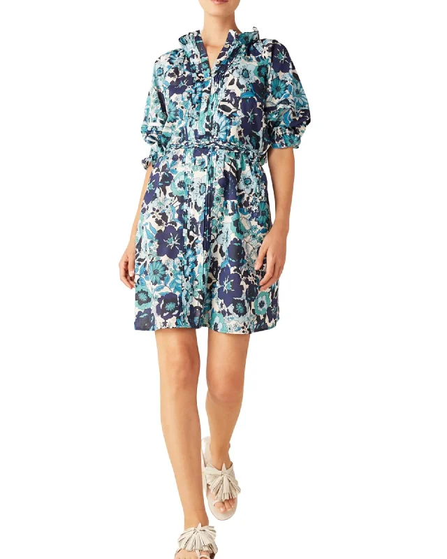 Billie Dress In Retro Floral Blue | Retro Floral Blue