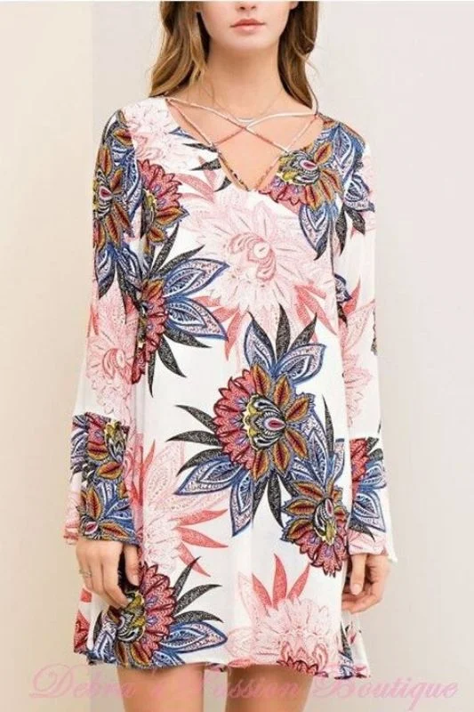 Entro Big Floral Print Shift Dress