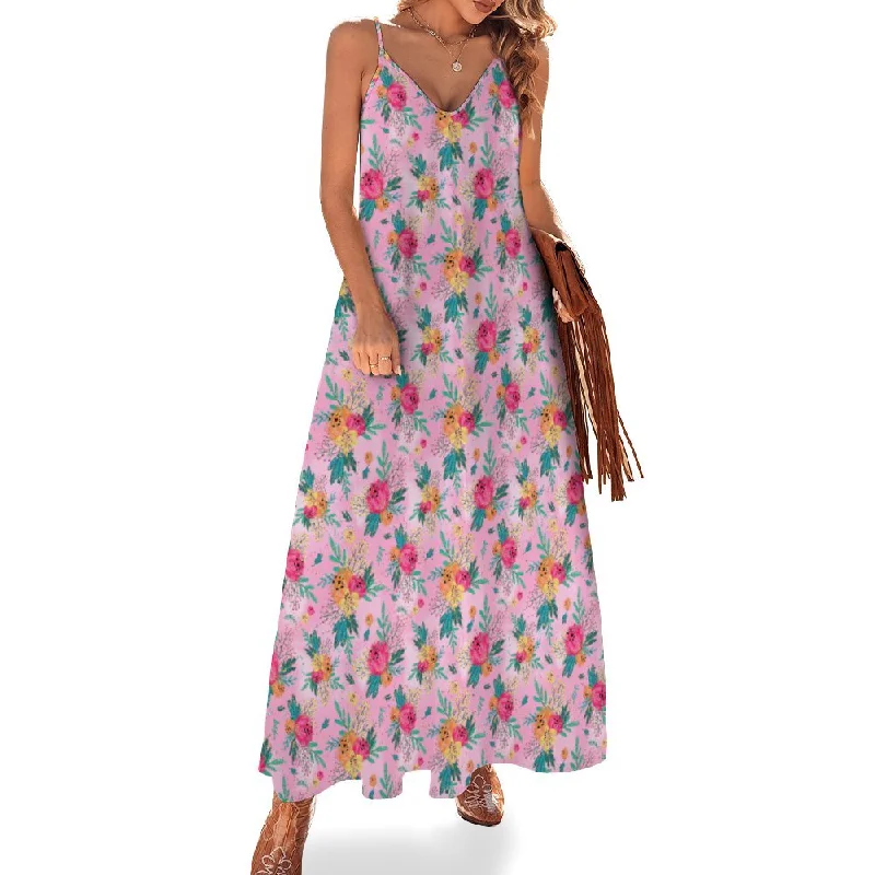 Australian Floral Spaghetti Strap Ankle-Length Dress Long dress