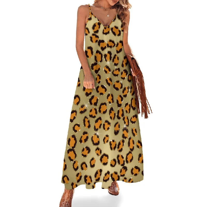 Animal Print Spaghetti Strap Ankle-Length Dress Long dress