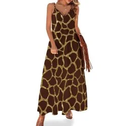 Animal Print Spaghetti Strap Ankle-Length Dress Long dress