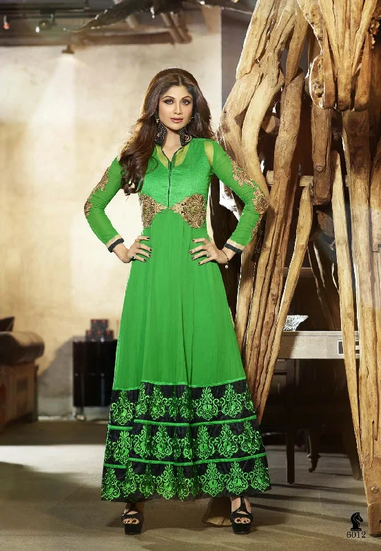 Long Green Lacy Anarkali by Shilpa Shetty (6012) Casual Long Skirt