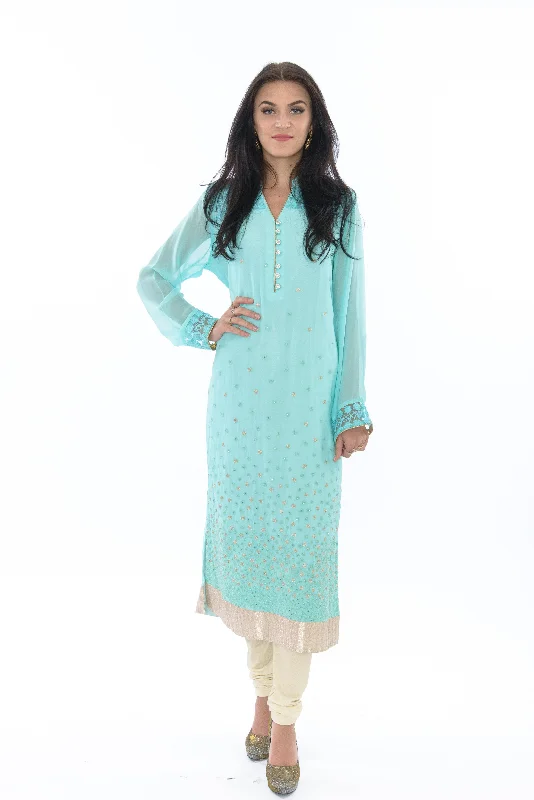 Tahitian Breeze Modern Long Kurti Salwar Kameez Elegant Maxi Look