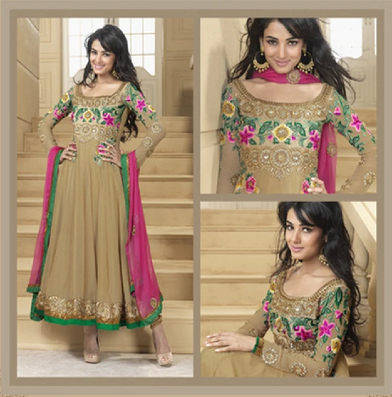 Tan Long Anarkali Salwar Kameez (D. No. 4002) Vintage Maxi Skirt