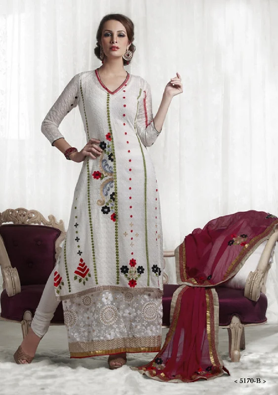 White Georgette Long Anarkali Churidar (D. No. 5170-B) High-Waisted Maxi Skirt