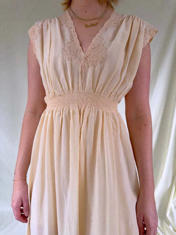 1930's Cream Silk Slip with Cream Lace