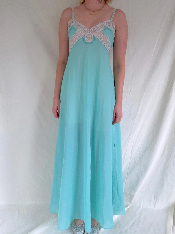 1950's Turquoise Slip with Cream Lace