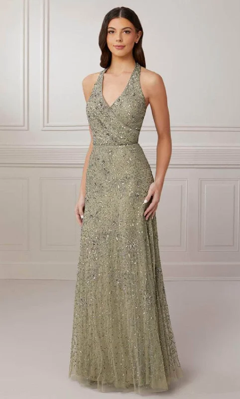 Adrianna Papell Platinum 40426 - Halter V Neck Sequined Gown