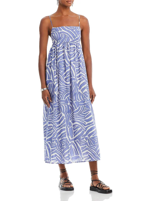 Lucille Womens Cotton Printed Midi Dress