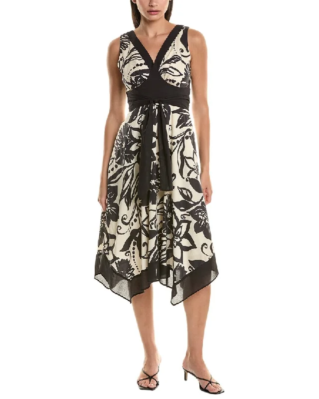 Tahari ASL Tie Waist Midi Dress