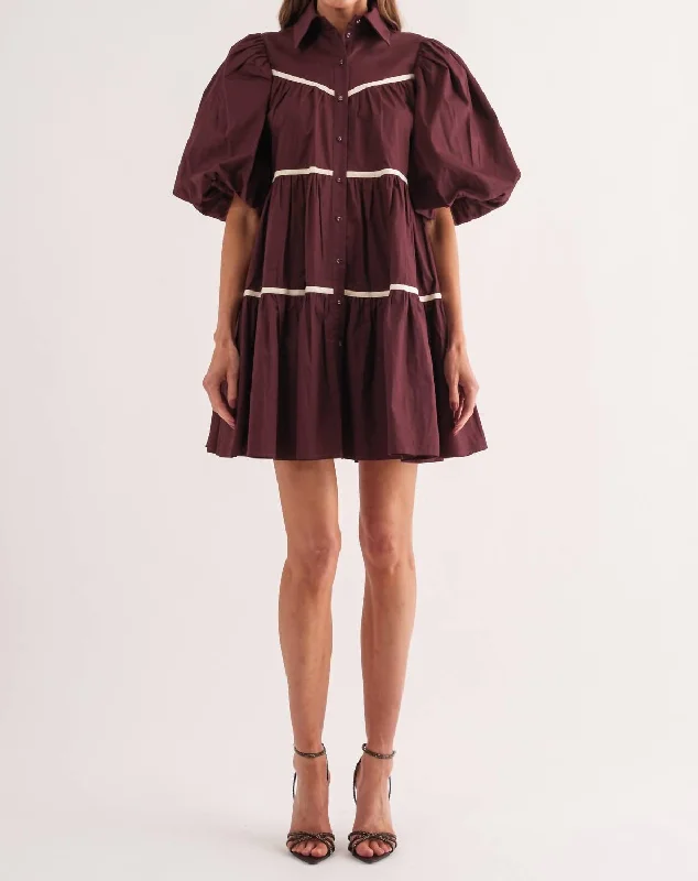 Lena Shirt Dress In Brown Layered Shirt Dress