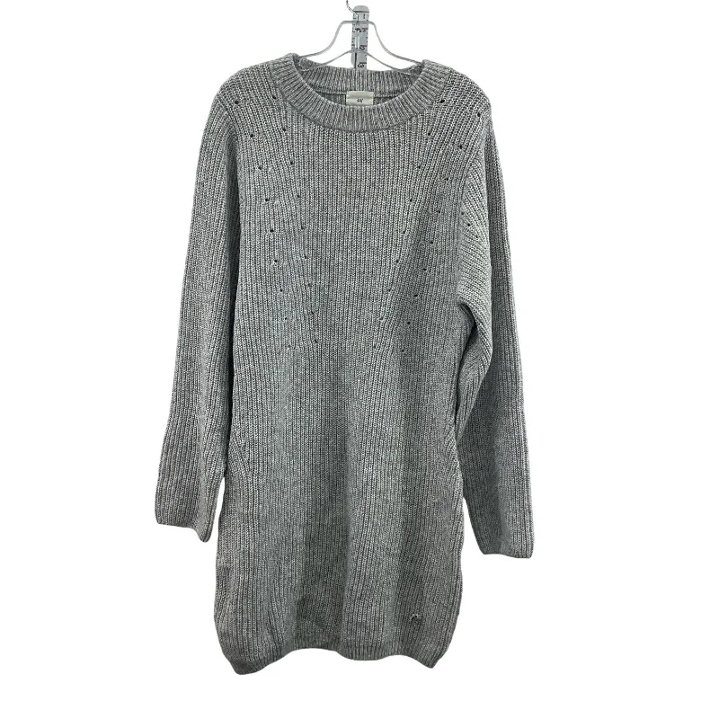 NWT H&M Gray Rib-Knit Bodycon Crewneck Long Sleeve Sweater Dress Size L Women's