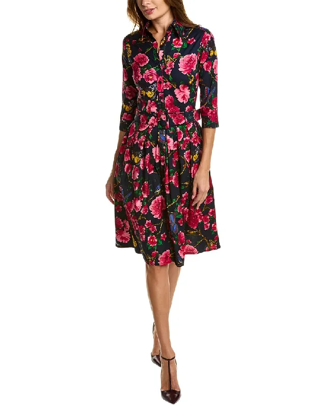 Samantha Sung Audrey 1 3/4-Sleeve Shirtdress Summer Shirt Dress