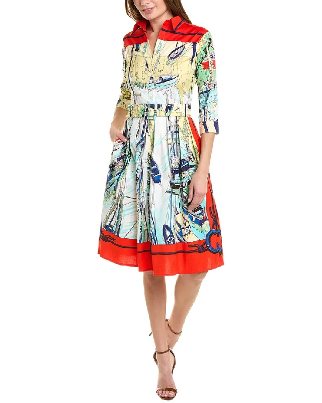 Samantha Sung Audrey 1 3/4-Sleeve Shirtdress Feminine Shirt Dress