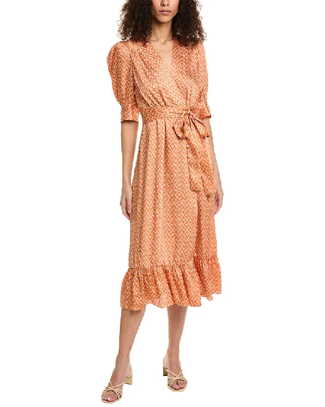 Sandro Drop-Waist Linen & Silk-Blend Shirtdress Ruffled Shirt Dress