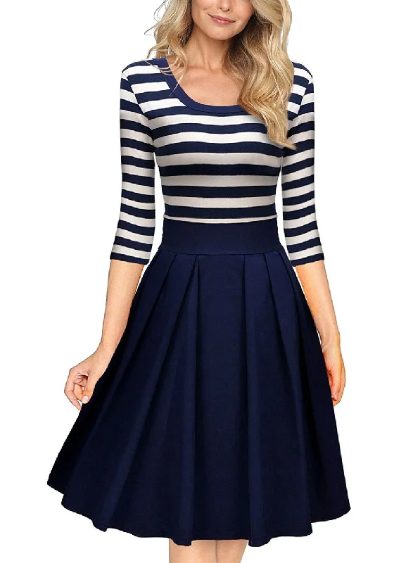 Women's Casual Striped Bodycon Dress | Striped O-Neck Office Dress