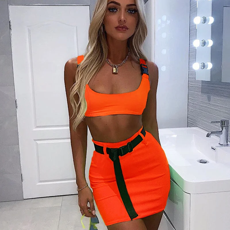 Women's Casual High Waist Elastic Bodycon Two Piece Dress