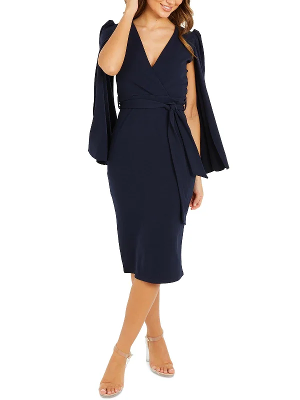 Womens Surplice Solid Bodycon Dress