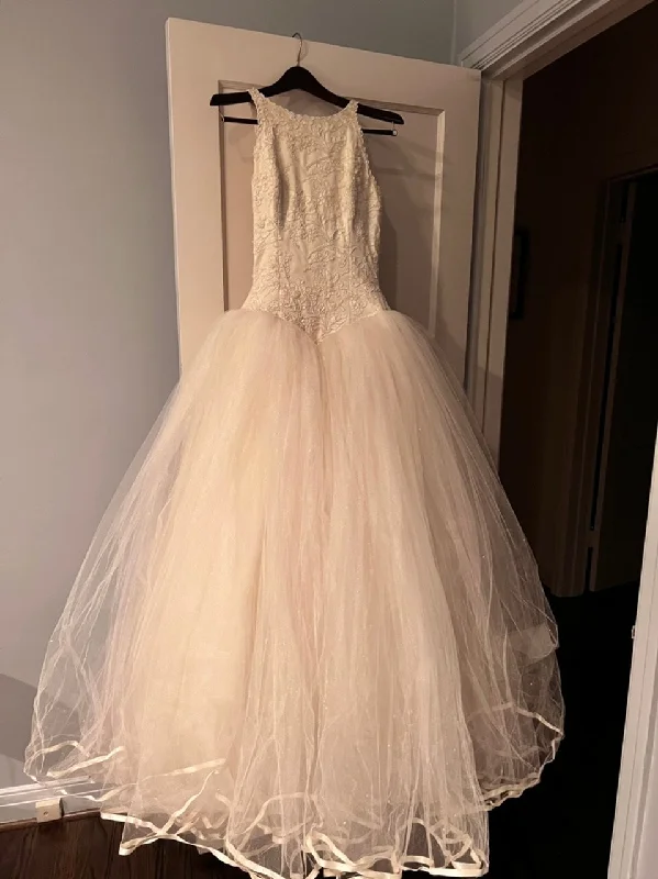 Other Vintage Embroidered Sleeveless High Neck Tulle Ball Gown